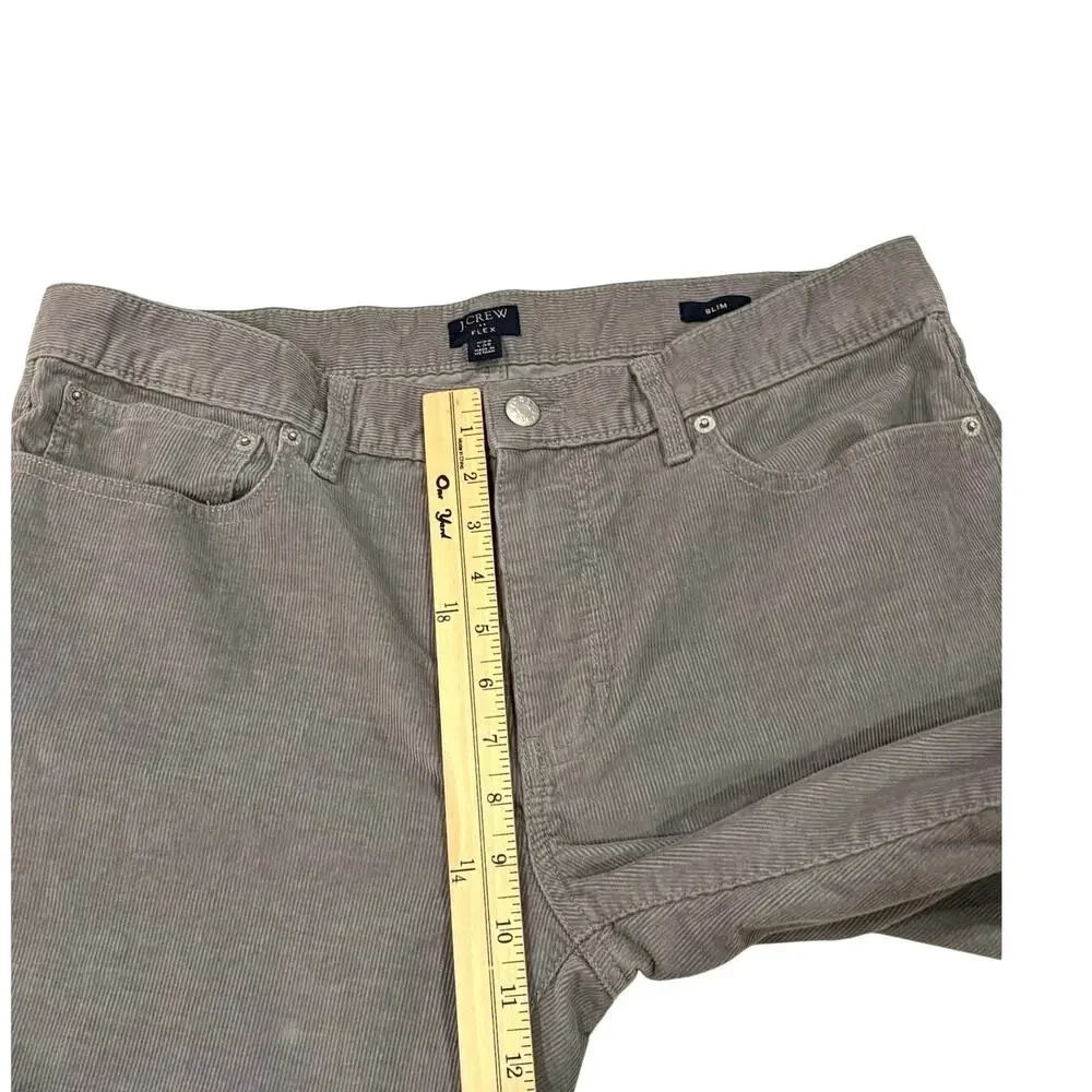J Crew Corduroy Pants Mens Size 34x32 Gray Slim Fit Straight Leg Stretch Casual
